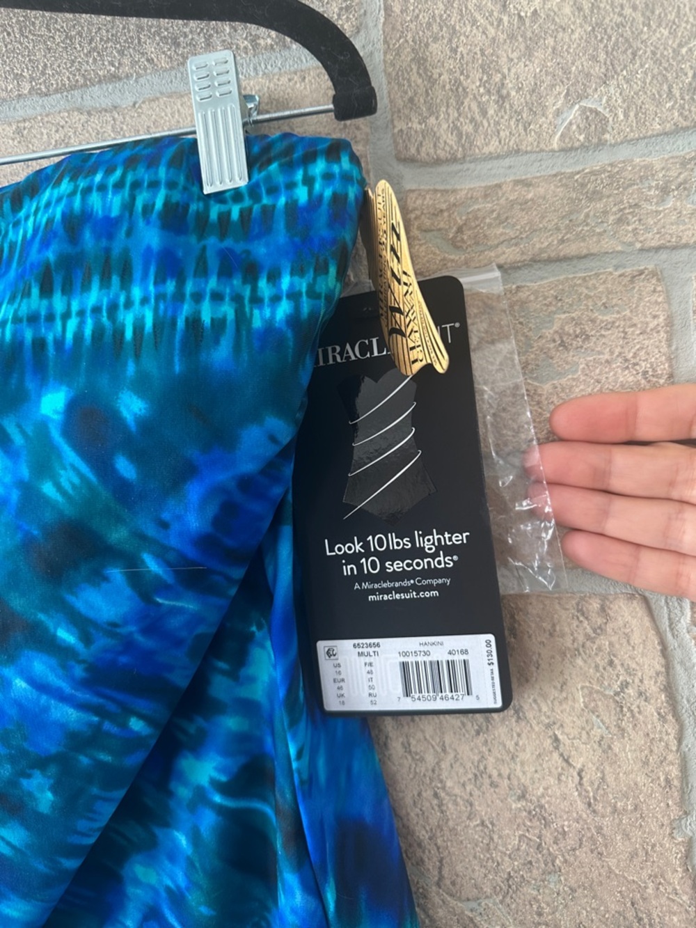 NWT MIRACLESUIT flora aura hankini underwire tankini top in blue size 16 - Picture 4 of 6